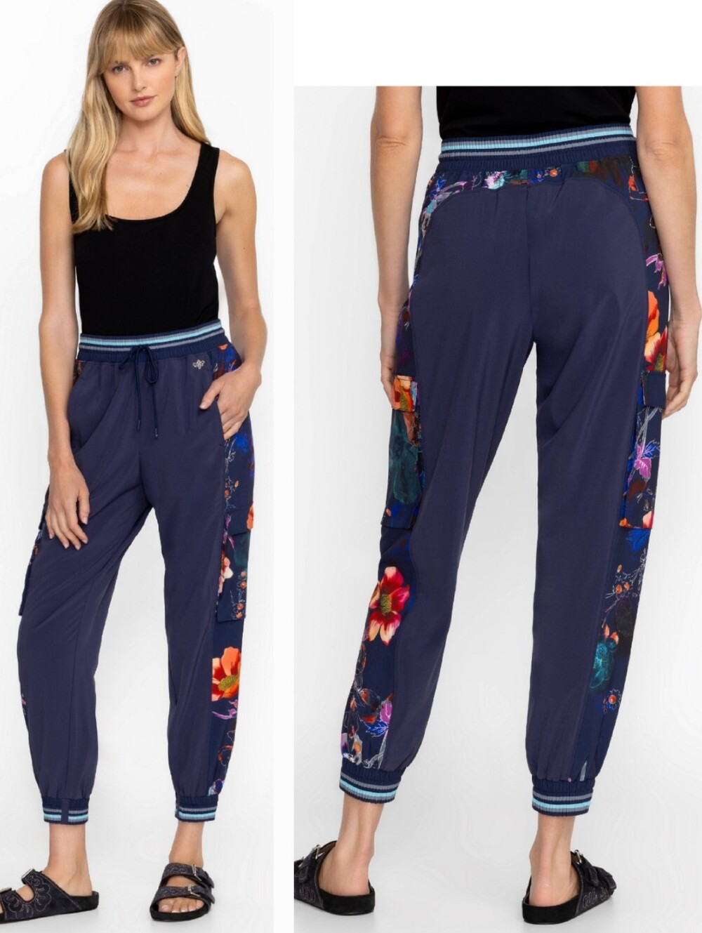 Johnny Was Womens Bee Active Utility Track Pant, Blue